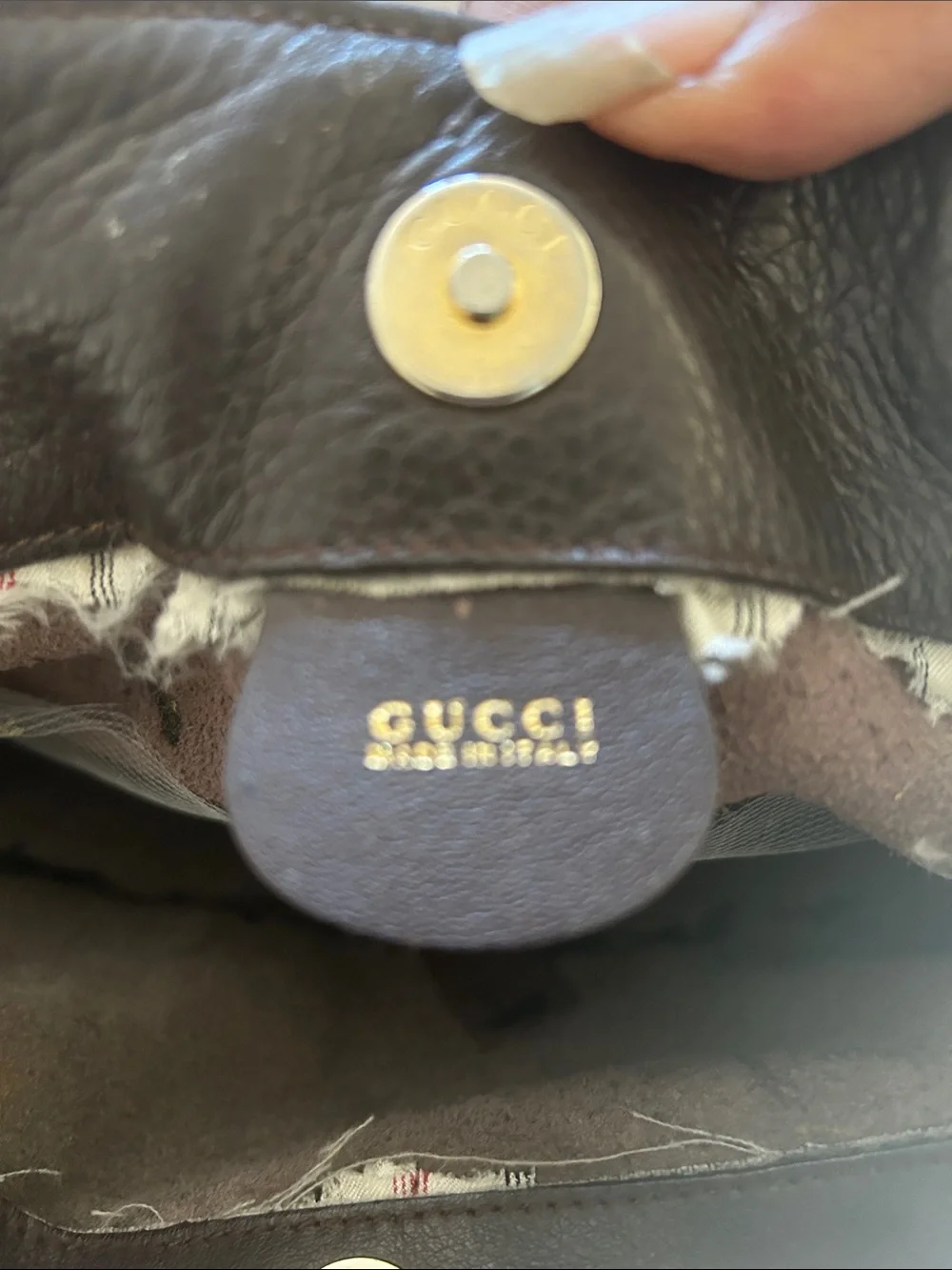 Gucci Brown Leather Hobo Bag with Bamboo Handle